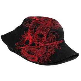 Funny Chinese Dragon Bucket Hat Sun Protection Wide Brim Hat Packable Summer Travel Dragon Fisherman Cap for Women Men