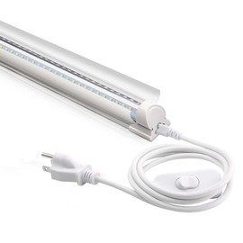 Barrina LED Shop Light, 4FT 40W 5500LM 5000K Daylight White with Reflectors, V Shape, Clear Cover, Linkable with Plug, T8 LED Tube Lights