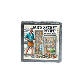 Dad's Secret Recipe Coaster – Whatever’s In The Fridge Design with Kitchen and Fridge Artwork (slco-kf25-3098)
