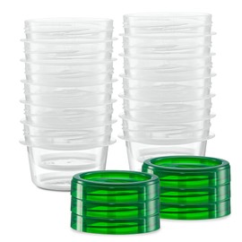 Elegant Disposables (4 Ounce 20 Pack) Twist cap Containers Clear Bottom With Green Top Screw on Lids Twist Top Food Storage Freezer Containers