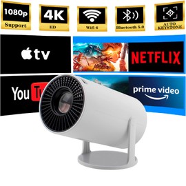 Chiidou Mini Projector, 4K 1080P Support Portable Projector with WiFi 6 BT5.0, 180° Rotation, Auto Keystone, Built-in Android 11.0 OS Home Video Projector Compatible for Laptop, PC, TV Stick