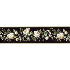 TRIMZ Wallpaper Border – Cottage Roses, Cream & Black, 15 Ft x 4.2 In
