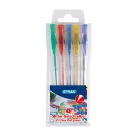 Stylex 43833 5 Glitter Gel Pens – Green/Red/Yellow/Blue/Purple