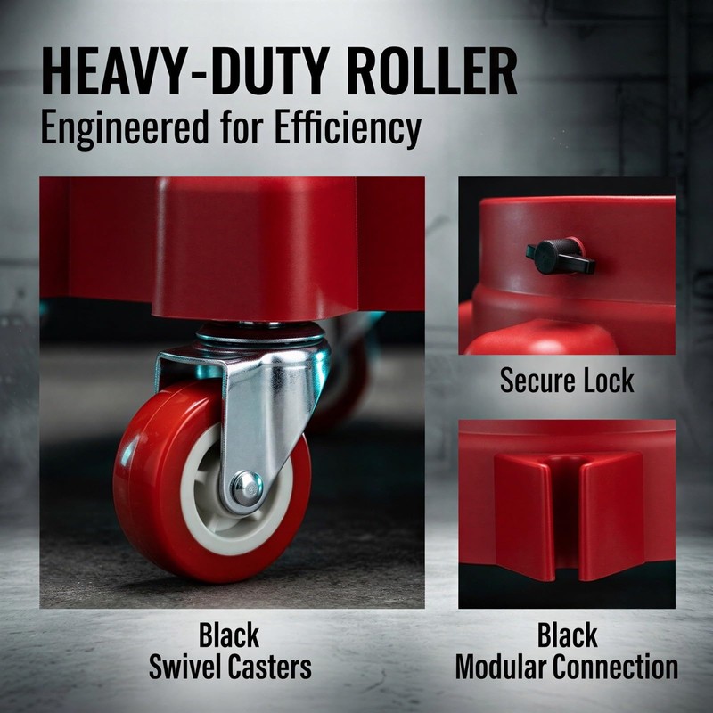 5 Gal Bucket Dolly 2-Pack, 5 Locking Casters, Connectable Bases,