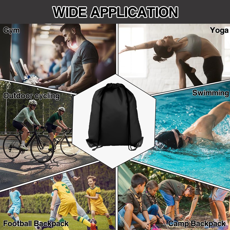COIDEA Drawstring Backpack 6Pcs Drawstring Gym Bags Black Drawstring Bags