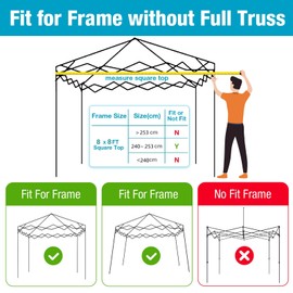 8x8 Canopy Replacement Top Cover with Air Vents for ez up Pop up Canopy Gazebo Tent with Adjustable Straps,Waterproof & Anti-UV for Outdoor Shade (Top Only,Frame Not Included) (Beige)