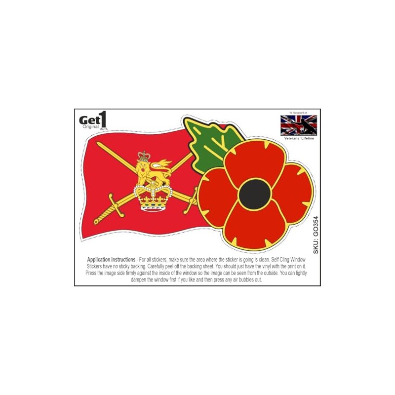 Poppy Day Car Window Sticker with Poppy and British Army