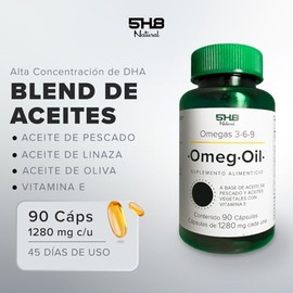 Omega 3-6-9 - Concentración De EPA y DHA - Adicionado Con Vitamina E - 90 Capaulas - Linaza, Soya y Oliva - Omega Oil - Mezcla Completa de Ácidos Gras