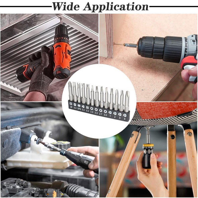 Saipor 13pcs 50mm Magnetic Special Shape Screwdriver Bit Set (Phillips,