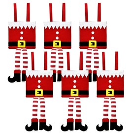 allydrew Christmas Elf Pants Treat Bags with Handles, Holiday Decorations (Set of 6)