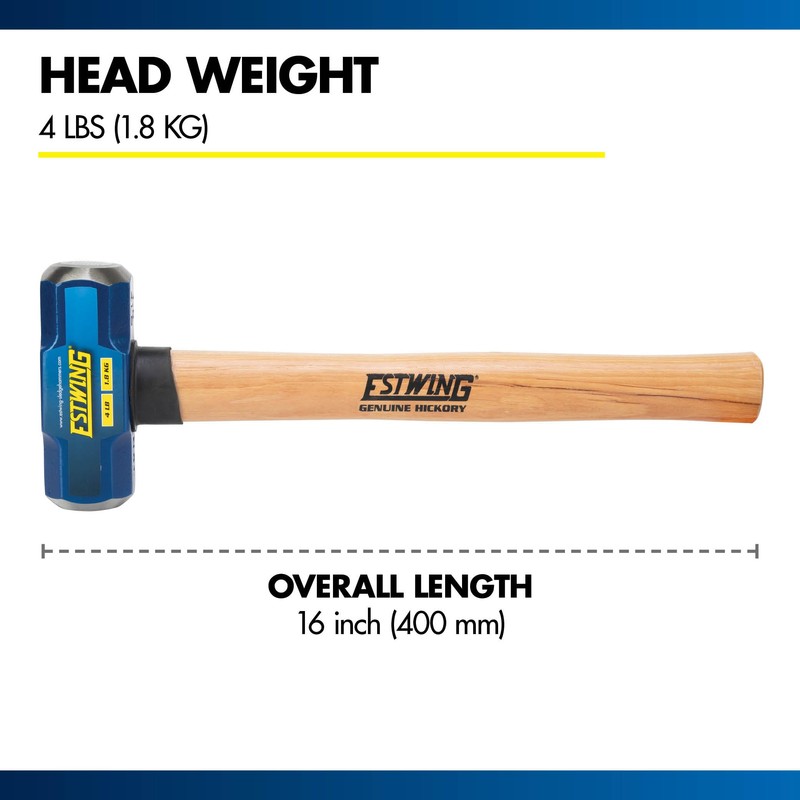 Estwing 4-Pound Hard Face Sledge Hammer - 16-Inch Hickory Handle,