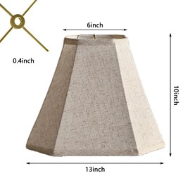 zlamxf Lampshade Octagonal Bell Lamp Shades 6" Top x 13" Bottom x 10.5'' Vertical High, Natural Linen Hand Crafted for Table & Floor Lamps, Include 2 Pack Lamp Harps (Light Beige, Meduim Bell-2 Pack)