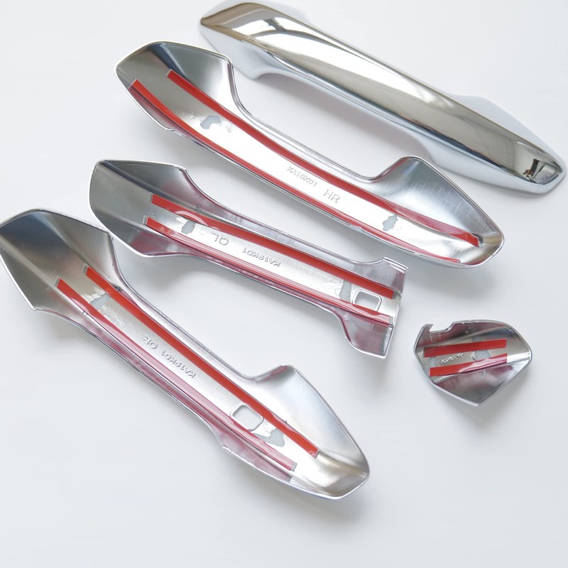 CYAuto Carbon Fiber Chrome Exterior Door Handle Cover Trims for