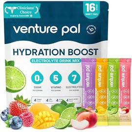 Venture Pal Sugar Free Electrolyte Powder Packets - Liquid Daily IV Hydration Packets | Electrolytes Drink Mix with 5 Vitamins & 7 Electrolytes | Keto