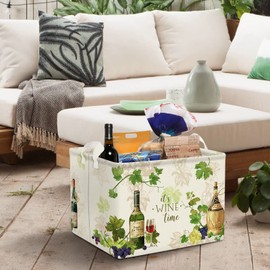 Clastyle Retro Manor Wine Storage Baskets Outdoor Camping Grape Cane Vine Kitchen Storage Bin Rectangle Gift Basket for Clothes Food Book Toy