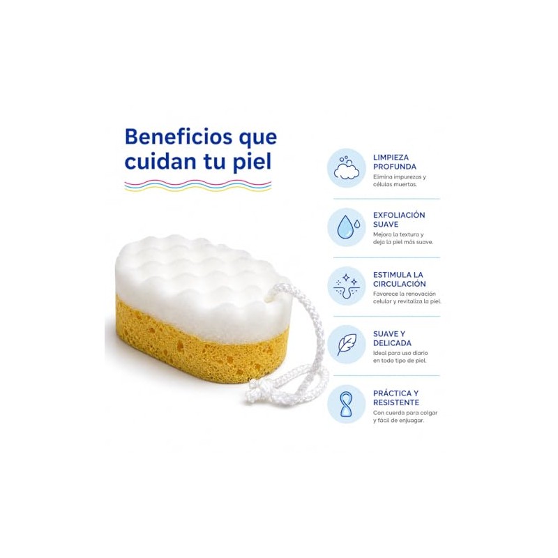 Esponja Doble Textura Exfoliante Baño Taio Limpieza Corporal