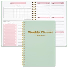 MSTONAL Undated Weekly Planner, 52 Sheets Weekly Goals Notebook, 6.4x8.4 To Do List Planner, Habit Tracker Journal with Spiral Binding for School Or Office Supplies