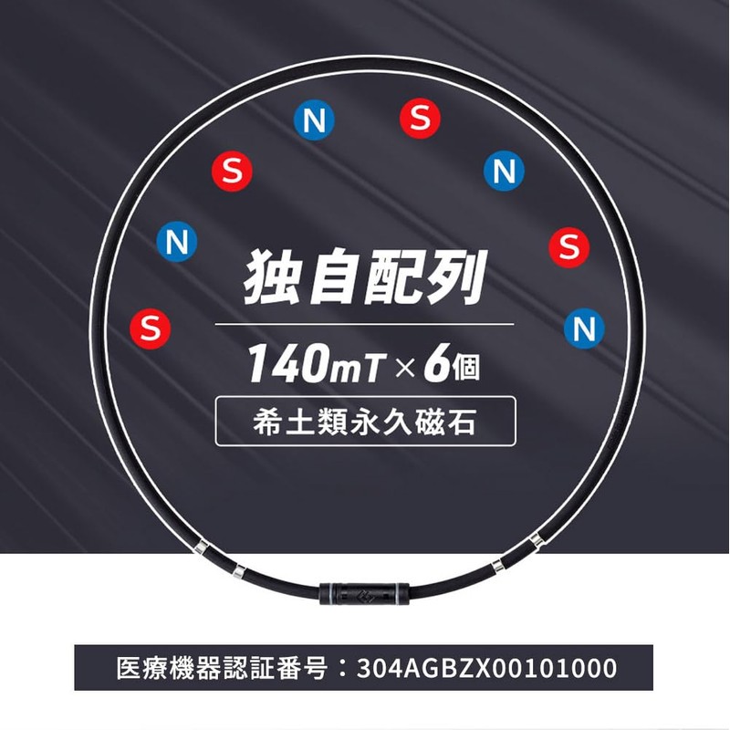 [コラントッテ] 磁気ネックレス ワックルネック Raku 限定 ギフト セット (ブラック×シルバー, M（47cm）)