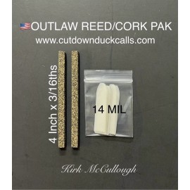 "Handmade" Duck Call Reeds And Cork Kit 14 Mil reeds 3/16th cork strips