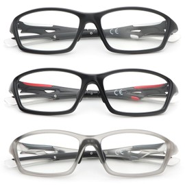 prtcslwd 3 Pack Rectangular Reading Glasses for Women Men, Oversized Fashion Lightweight Blue Light Blocking Computer Readers (Matte Black+Glossy Black+Grey, 2.5, x)