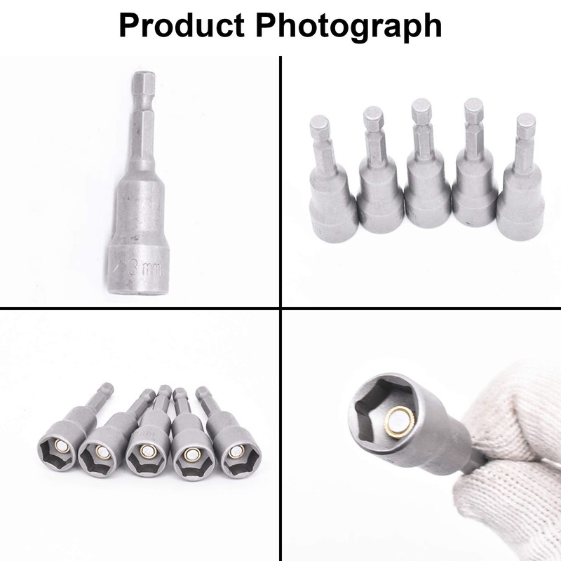 14 Pcs Magnetic Hexagon Socket, 6-19mm Hex Shank Magnetic Nut