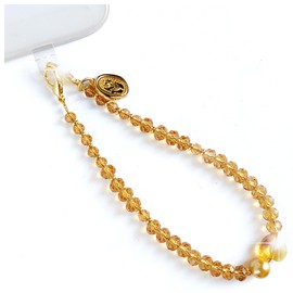 VANISSDO Phone Wrist Beaded Crystals Strap, Phone Charm Detachable Lanyard with Tether Tabs, Trendy Lanyard Leash for Women - Amber