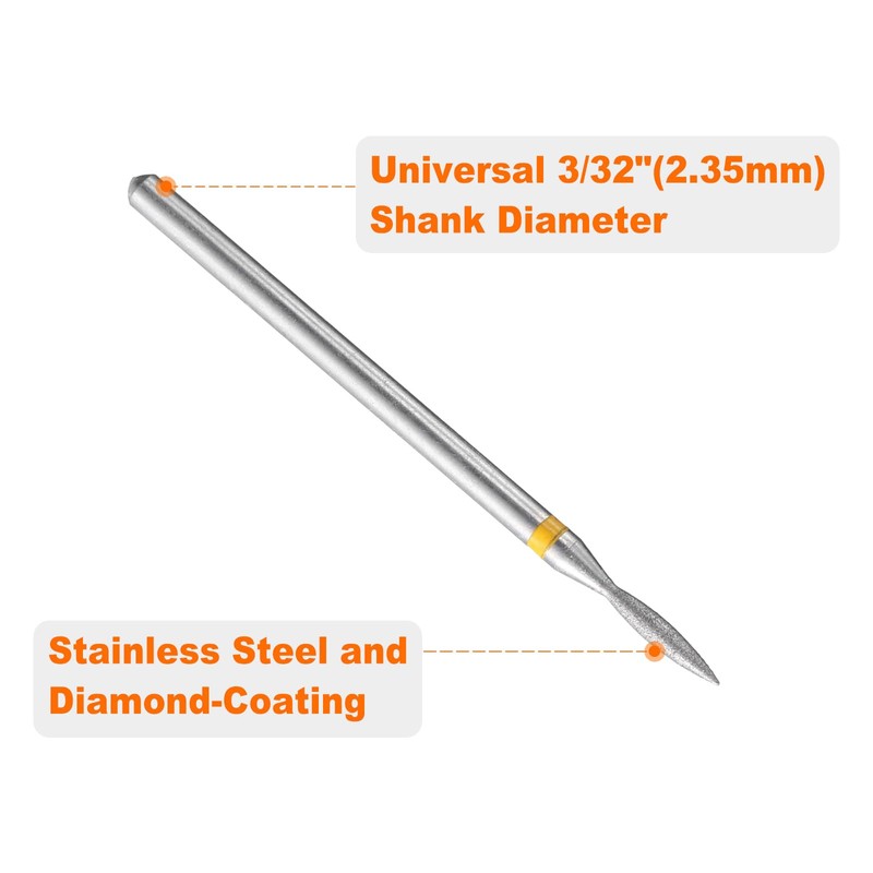 sourcing map 5pcs 325-400 Grits Diamond Grinding Bit 1.6mm Oval