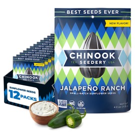 Chinook Seedery Roasted Jumbo Sunflower Seeds - Keto Snacks, Gluten-Free, Non-GMO, Jalapeno Ranch 4 oz (12-Pack)