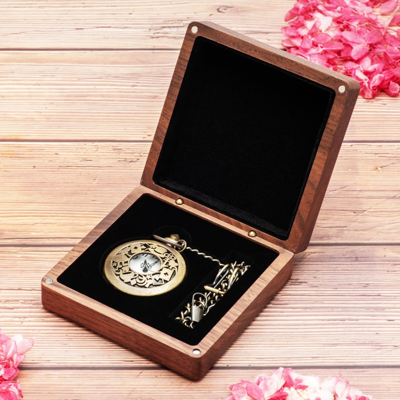 Walnut Wood Pocket Watch Box Portable Single Pocket Watch Display