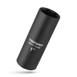 TIGHTSPOT 3/8 Inch Drive - 1 Inch Deep Impact Socket with Anti-Rounding 6 Point Design, Heat-Treated CRMO Steel