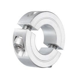 sourcing map Double Split Clamp-On Shaft Collar for 3/4" Shaft, Two-Piece Clamping Collar 1-1/2" OD, 1/2" Thickness, Aluminum Alloy Set Screw Split Collar Clamp