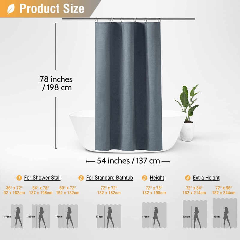 BTTN Stall Fabric Shower Curtain - 54x78 Inch Long Linen