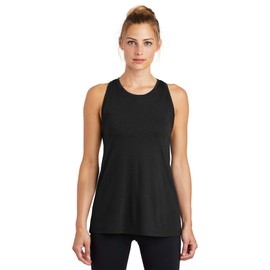 Sport-Tek Ladies PosiCharge Tri-Blend Wicking Tank M Black Triad Solid