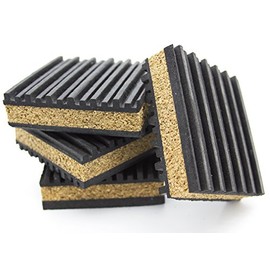 PneumaticPlus Anti Vibration Rubber & Cork isolation pads, Pack of 4 (3" X 3" X 7/8")