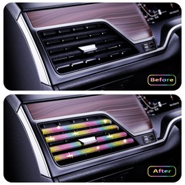Bling Car Air Vent Decoration Strips Moulding Trim, ATYUHUA Car Auto Air Outlet Decorative JDM Trim, Pack of 10, DIY Cut and Simple Installation (Dark RGB)