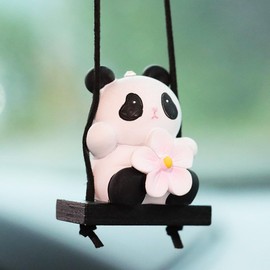 Generic Cute Swinging Cartoon Animals Car Hanging Ornament for Women, Car Rear View Mirrior Hanging Accessories Fun Rearview Mirror Pendant Auto Interior Decorations Gift (Panda)
