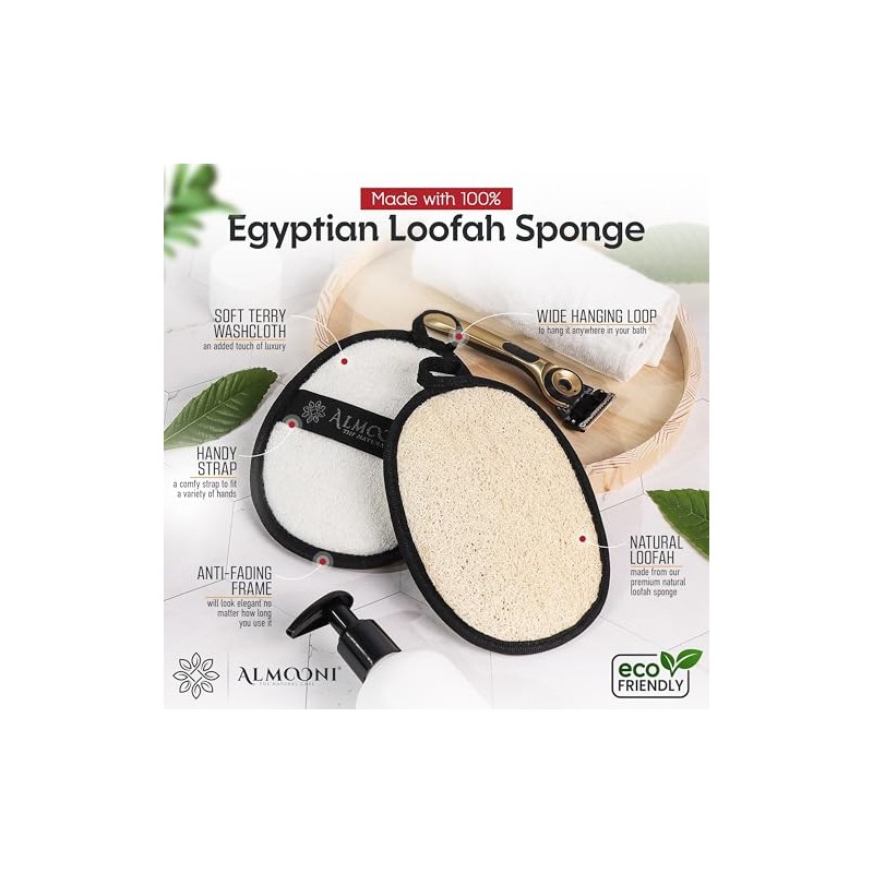 Almooni Esponja Vegetal Natural Resistente Hombre Exfoliante Corporal Hecha Lufa