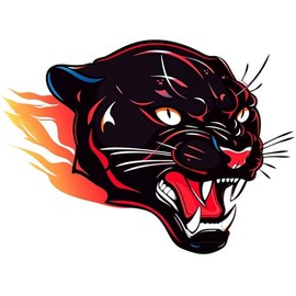 Dopetattoo 6 Sheets Fake Tattoos Set Illustration of a Black Panther with Angry Face Expression Temporary Tattoos suitable for Adult Women Men for Children Boys and Girls