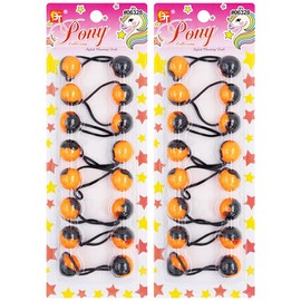 16 Pcs Hair Ties 20mm Ball Bubble Ponytail Holders Colorful Black Two Tone Elastic Accessories for Kids Children Girls Women All Ages (Orange)