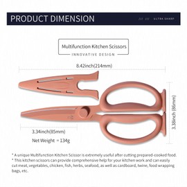 Malang Kitchen scissors, multi-purpose kitchen scissor for food, Heavy Duty Shears Ultra sharp blade with safety cover-Slicone coating surface Orange colour