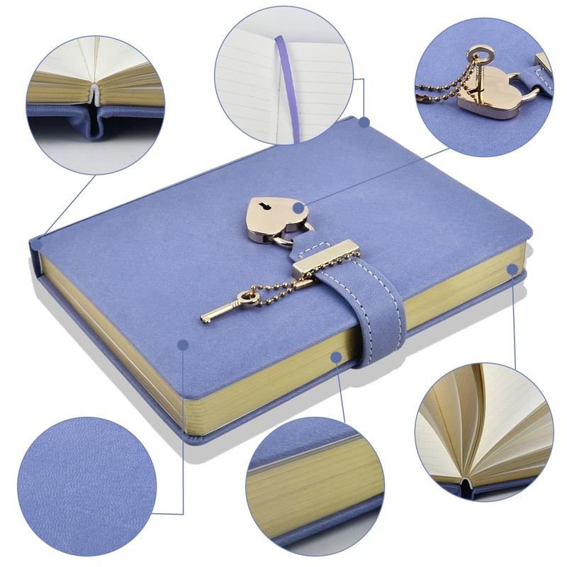 Diary with Lock and Key, Heart Shaped Lock Notebook with