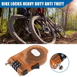 X AUTOHAUX Bicycle Key Bicycle Lock, No Key Required, Number Lock, Free Setting, Wire Lock, Cable Included, Adjustable, Chain Lock, Orange