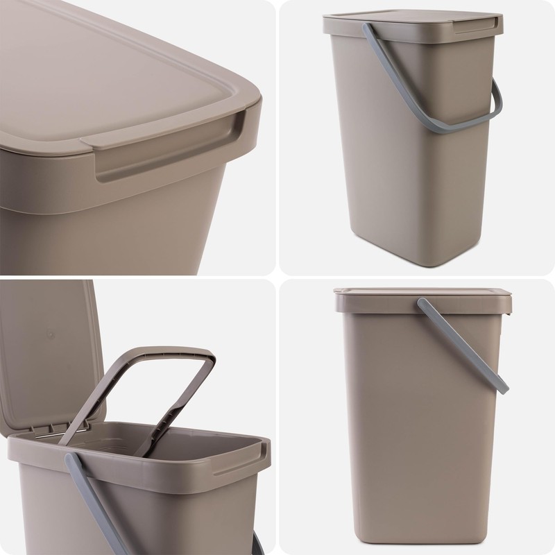 KADAX Waste Bin with Lid and Handle, Plastic Waste Bin,