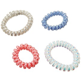 Vera Bradley Women's Elastic Hair Tie Set of 4 Hair Accessory, Imperial Hearts Pink, One Size