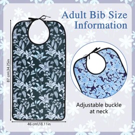 3 Pack Adult Bibs for Women, Bibs for Adults with Crumb Catcher, Adult Bibs for Elderly Washable, Waterproof Adjustable Clothing Protector, Womens Bib for Eating for Adults,Elderly and Disabled