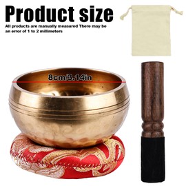 Tibetan Singing Bowl, Small Singing Bowl Set, Tibetan Singing Bowl Set with Wooden Clapper and Singing Bowl Cushion, 8 cm, for Yoga, Relaxing, Self-Hypnosis, Unique Gifts for Women, Men