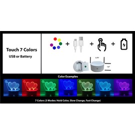 3D Illusion LED Acrylic Anime Desk Lamp, Kid's Night Light, Arrow Hearts (7 Color)