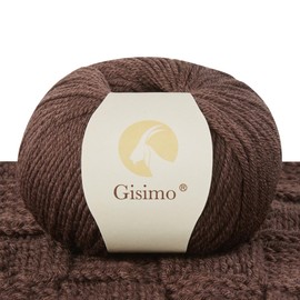 Gisimo 100% Merino Wool Yarn, 6-Ply Luxurious and Soft Yarn for Hand Knitting & Crocheting, 1.76 OZ/50g, 127 yds/116 Meters(Coffee, 1 Ball)