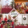 Alsoo Christmas Checkered Tablecloth Rectangle Cotton Linen Fabric Gingham Table