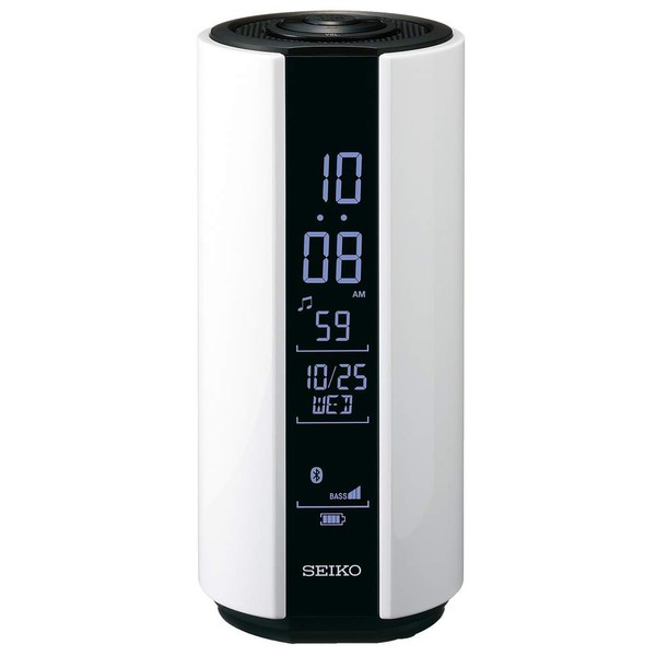 Seiko Clock SS201W Alarm Clock, Multi-Sound Clock, Waterproof, Digital, White, Height 6.9 x Width 2.6 x Depth 2.6 inches (15.1 x 6.6 x 6 cm)